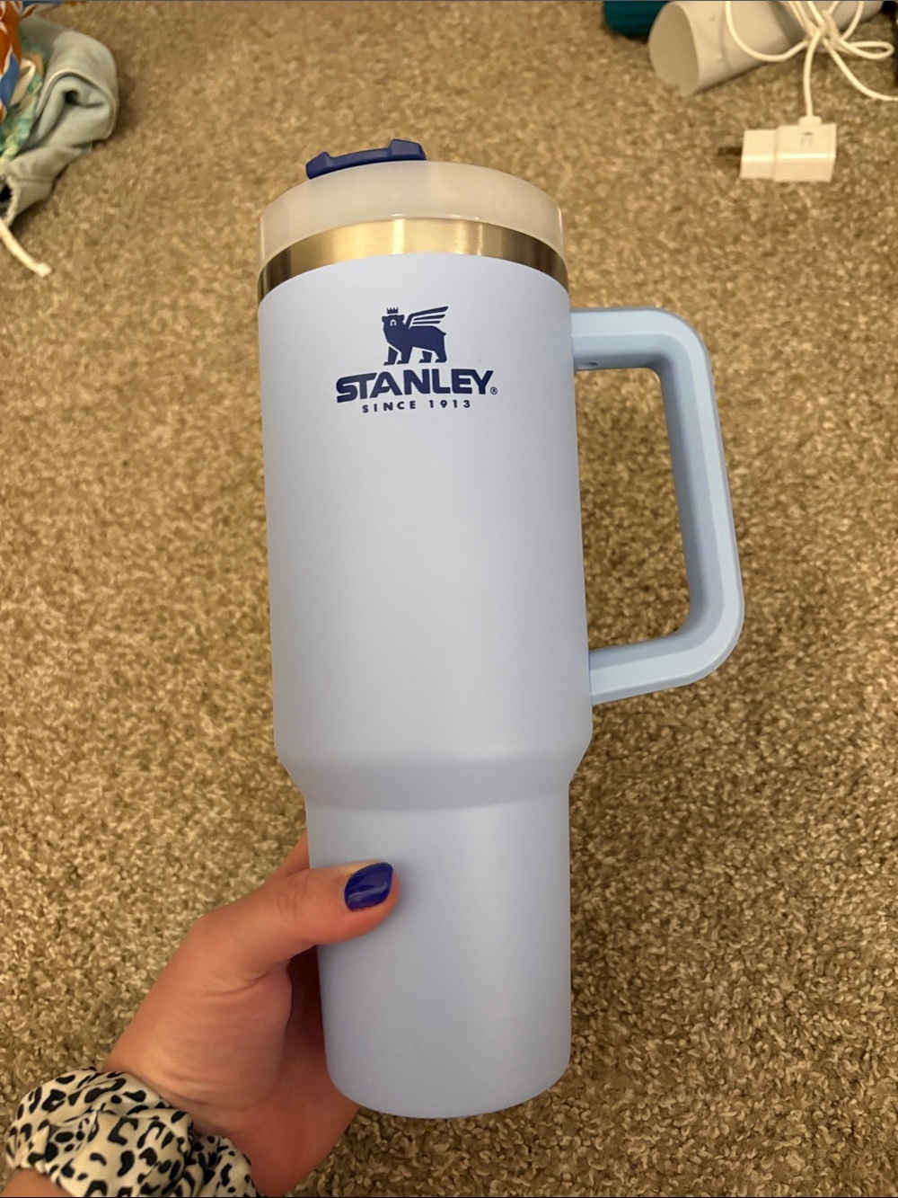 Stanley Light Blue Insulated Travel Mug with Handle